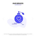 Our Services Love, Marriage, Passion, Perfume, Valentine, Wedding Solid Glyph Icon Web card Template