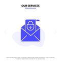 Our Services Mail, Email, Message, Security Solid Glyph Icon Web card Template