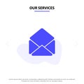 Our Services Mail, Email, Open Solid Glyph Icon Web card Template