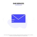 Our Services Mail, Email, School Solid Glyph Icon Web card Template