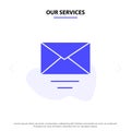 Our Services Mail, Email, Text Solid Glyph Icon Web card Template