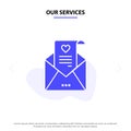 Our Services Mail, Love Letter, Proposal, Wedding Card Solid Glyph Icon Web card Template