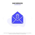 Our Services Mail, Message, Delete Solid Glyph Icon Web card Template