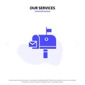 Our Services Mail, Post, Mailbox, Post office Solid Glyph Icon Web card Template