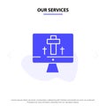 Our Services Monitor, Screen, Easter, Egg Solid Glyph Icon Web card Template Royalty Free Stock Photo