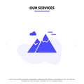 Our Services Mountains, Nature, Scenery, Travel Solid Glyph Icon Web card Template