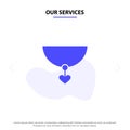 Our Services Necklace, Heart, Gift Solid Glyph Icon Web card Template