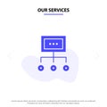 Our Services Network, Business, Chart, Graph, Management, Organization, Plan, Process Solid Glyph Icon Web card Template Royalty Free Stock Photo