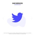 Our Services Network, Social, Twitter Solid Glyph Icon Web card Template