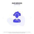 Our Services Outsource, Cloud, Human, Management, Manager, People, Resource Solid Glyph Icon Web card Template