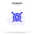 Our Services Paid, Articles, Paid Articles, Digital Solid Glyph Icon Web card Template Royalty Free Stock Photo