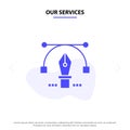 Our Services Pen, Pencil, Text, Education Solid Glyph Icon Web card Template