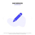 Our Services Pencil, Study, School, Write Solid Glyph Icon Web card Template