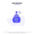 Our Services Perfume, Fragmented, Fragrant, Aroma, Solid Glyph Icon Web card Template