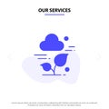 Our Services Plant, Cloud, Leaf, Technology Solid Glyph Icon Web card Template