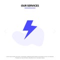 Our Services Power, Charge, Electric Solid Glyph Icon Web card Template Royalty Free Stock Photo