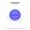 Our Services Printer, Type, Typewriter, Writer Solid Glyph Icon Web card Template Royalty Free Stock Photo