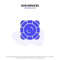 Our Services Protection, Safety, Support, Float Solid Glyph Icon Web card Template