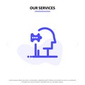Our Services Psychiatry, Psychology, Solution, Solutions Solid Glyph Icon Web card Template Royalty Free Stock Photo