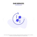 Our Services Puzzle, Repeat, Recycle, Puzzle, Joint Solid Glyph Icon Web card Template Royalty Free Stock Photo