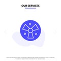 Our Services Radiation, Warning, Medical, Fan Solid Glyph Icon Web card Template Royalty Free Stock Photo
