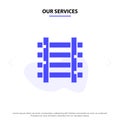 Our Services Railways, Station, Train, Transportation Solid Glyph Icon Web card Template