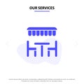 Our Services Restaurant, Dinner, Eat, Spring Solid Glyph Icon Web card Template