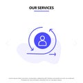 Our Services Returning, Visitor, Returning Visitor, Digital Solid Glyph Icon Web card Template Royalty Free Stock Photo