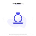 Our Services Ring, Heart, Proposal Solid Glyph Icon Web card Template