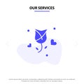 Our Services Rose, Flower, Love, Propose, Valentine Solid Glyph Icon Web card Template