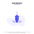 Our Services Sinker, Instrument, Measurement, Plumb, Plummet Solid Glyph Icon Web card Template