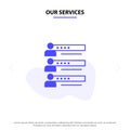 Our Services Skills, Graphs, People, Profile, Settings, Statistics, Team Solid Glyph Icon Web card Template