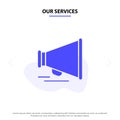 Our Services Speaker, Laud, Motivation Solid Glyph Icon Web card Template
