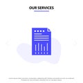 Our Services Spreadsheet, Business, Data, Financial, Graph, Paper, Report Solid Glyph Icon Web card Template