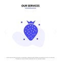 Our Services Strawberry, Food, Fruit, Berry Solid Glyph Icon Web card Template