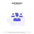 Our Services Team, User, Manager, Squad Solid Glyph Icon Web card Template