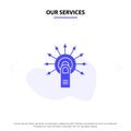 Our Services Touch, Click, Ok, Done, Touch Here Solid Glyph Icon Web card Template