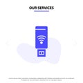 Our Services Usb, Wifi, Service, Signal Solid Glyph Icon Web card Template Royalty Free Stock Photo