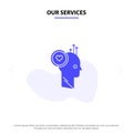 Our Services User, Like, Staff, Office, Idea Solid Glyph Icon Web card Template