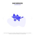 Our Services Wheelbarrow, Barrow, Farm, Garden, Gardening, Tools Solid Glyph Icon Web card Template