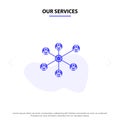 Our Services Wlan, Internet, Social, Group Solid Glyph Icon Web card Template