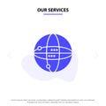 Our Services World, Internet, Computing, Globe Solid Glyph Icon Web card Template Royalty Free Stock Photo