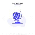 Our Services World, Office, Globe, Web Solid Glyph Icon Web card Template