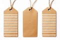 Three Brown Tags with String: Add a Unique Touch to Your Design Royalty Free Stock Photo