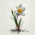 Blooming Daffodil: A Delicate and Joyful Watercolor Painting