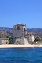 Ouranopoli Tower, Greece near from Holly mountain Athos Royalty Free Stock Photo