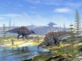 Ouranosaurus dinosaurs - 3D render Royalty Free Stock Photo