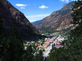 Ouray Colorado Mountain Town from Overlook at Red Mountain Pass Royalty Free Stock Photo