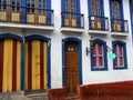 Ouro Preto, Brazil. November 10 th 2016. Doors and windows of a colonial building. Architecture of Ouro Preto Royalty Free Stock Photo