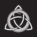 Ouroboros or uroboros serpent snake consuming its own tail and ouroboros. Tattoo, poster or print design vector illustration